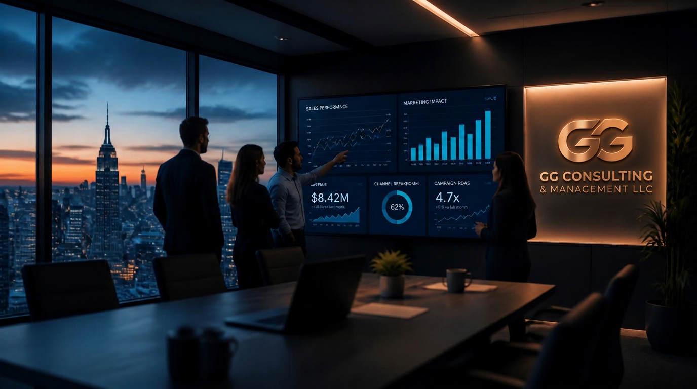 Equipo de consultoría analizando resultados de ventas